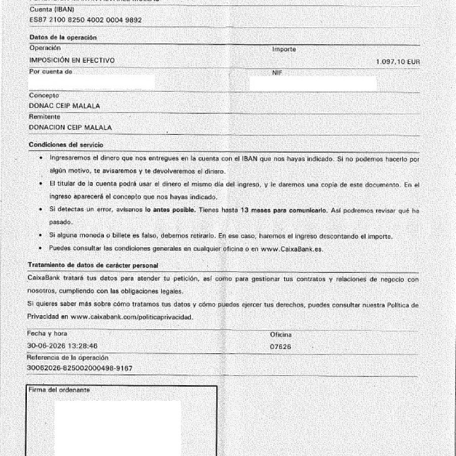 Donación a FUNDACIÓN MARTÍN ÁLVAREZ MUELAS